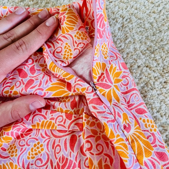 Zara Paisley Pink Linen Mini Scrunch Skirt - Picture 4 of 6